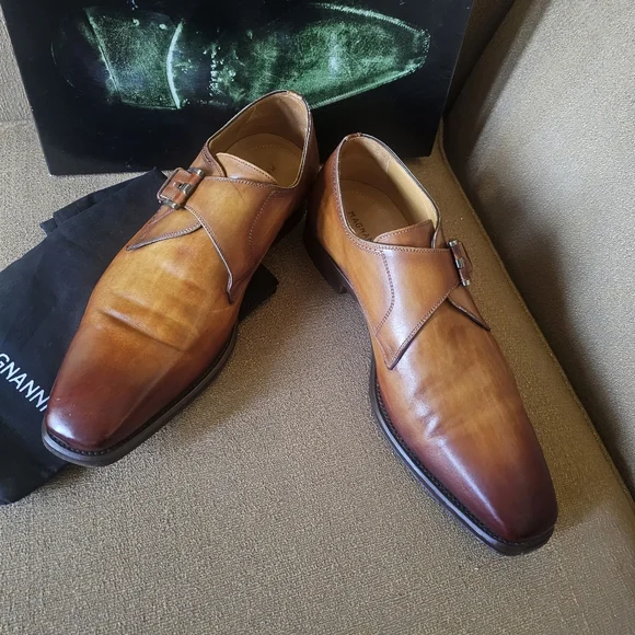 Magnanni Brown Leather Oxfords with Cap Toe Size 9.5